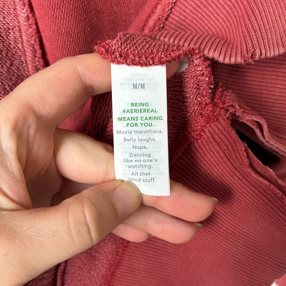 2025 Aerie Starry Skies Open Neck Sweatshirt Size M Red Slouchy Athleisure Cozy - Picture 12 of 16